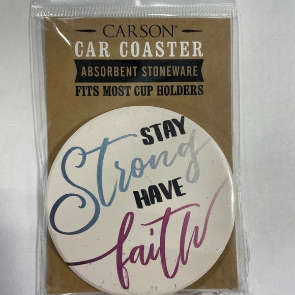 Carson Other - Set of 2 Round Absorbent Stone Car Coaster-Stay Strong-by Carson Home Accents